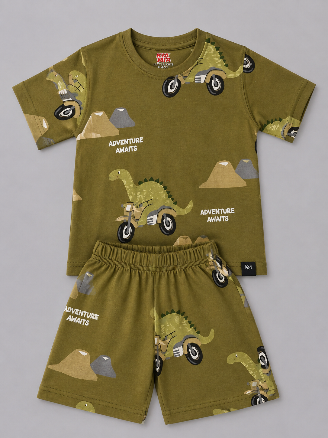 Olive Biker Dino Coord Set