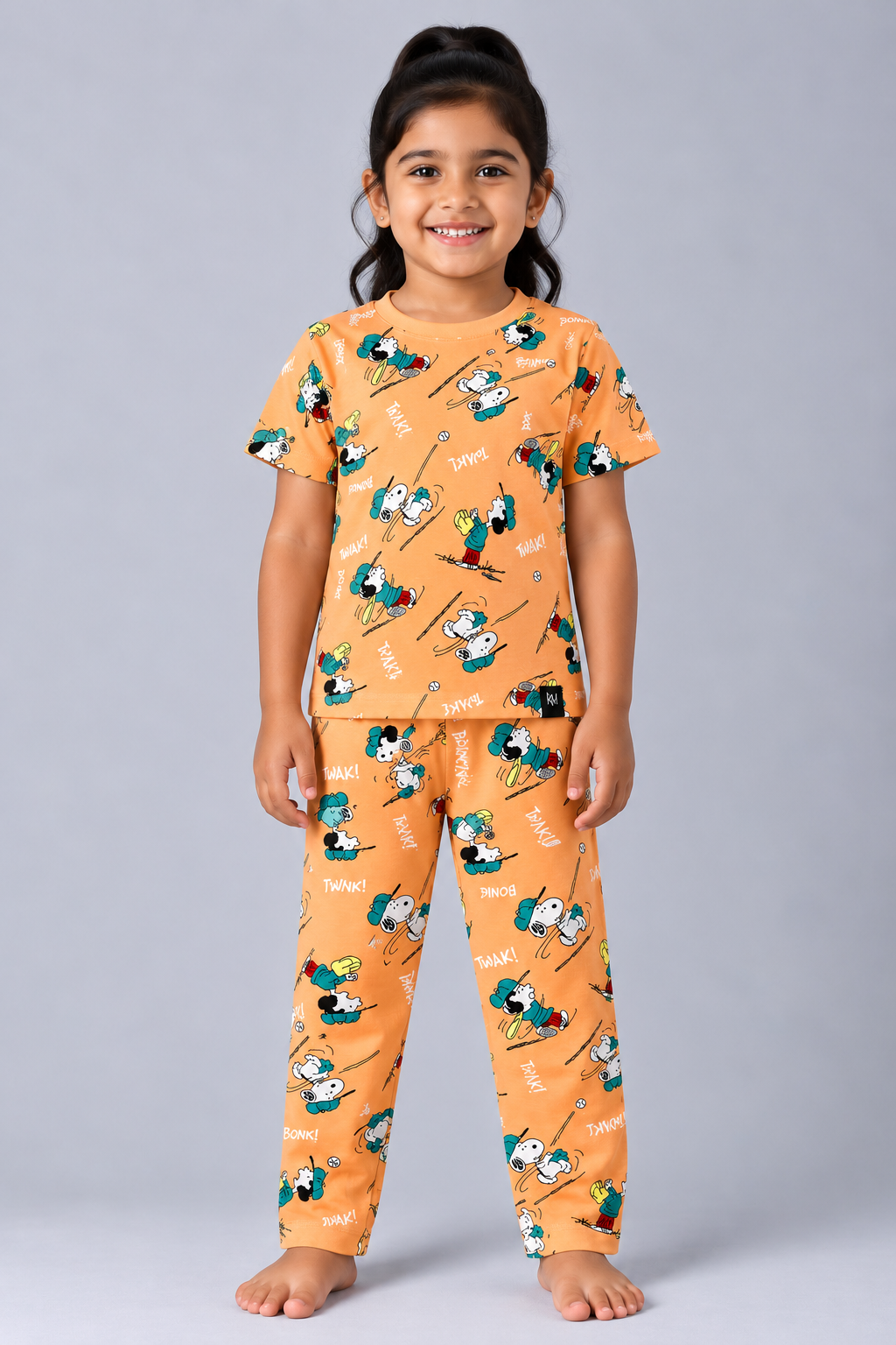 Orange Snow Skiing Pyjama Set (Unisex)