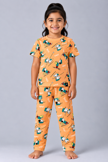 Orange Snow Skiing Pyjama Set (Unisex)