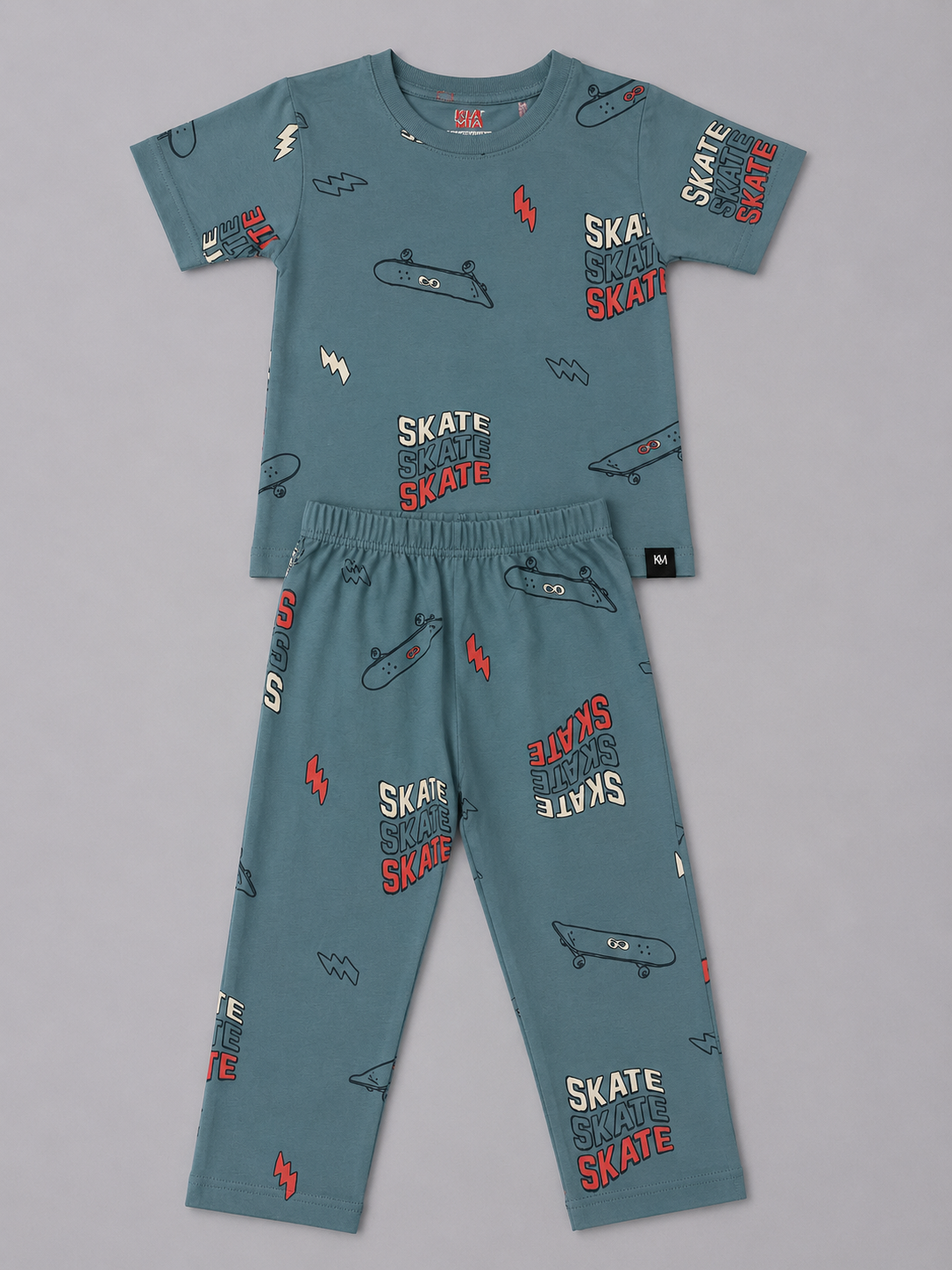 Steel Blue Skate Board Pyjama Set (Unisex)