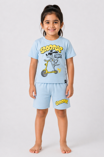 Little Blue Scooter Shorts Set (Unisex)