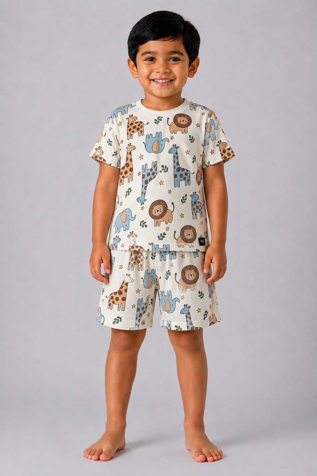Cream Jungle Animal Coord Set (Unisex)