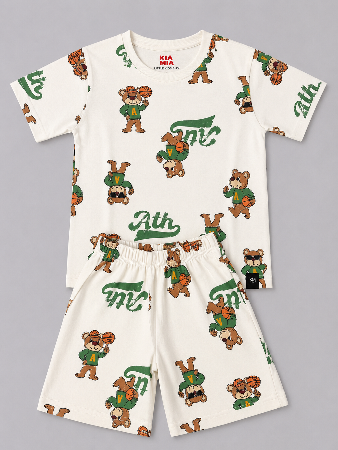 White Basketball Bear Coord set (Unisex)