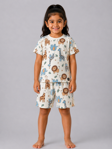 Cream Jungle Animal Coord Set (Unisex)
