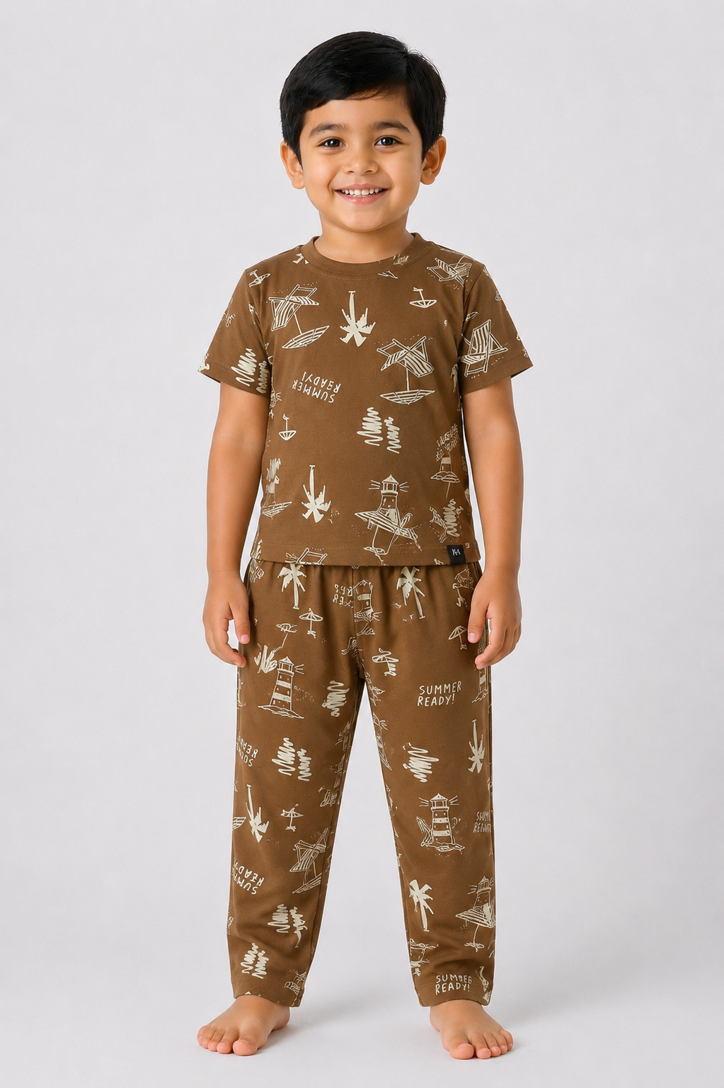 Toffee Brown Summer Vacation Pyjama Set (Unisex)