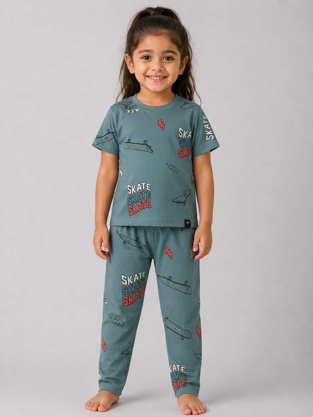 Steel Blue Skate Board Pyjama Set (Unisex)