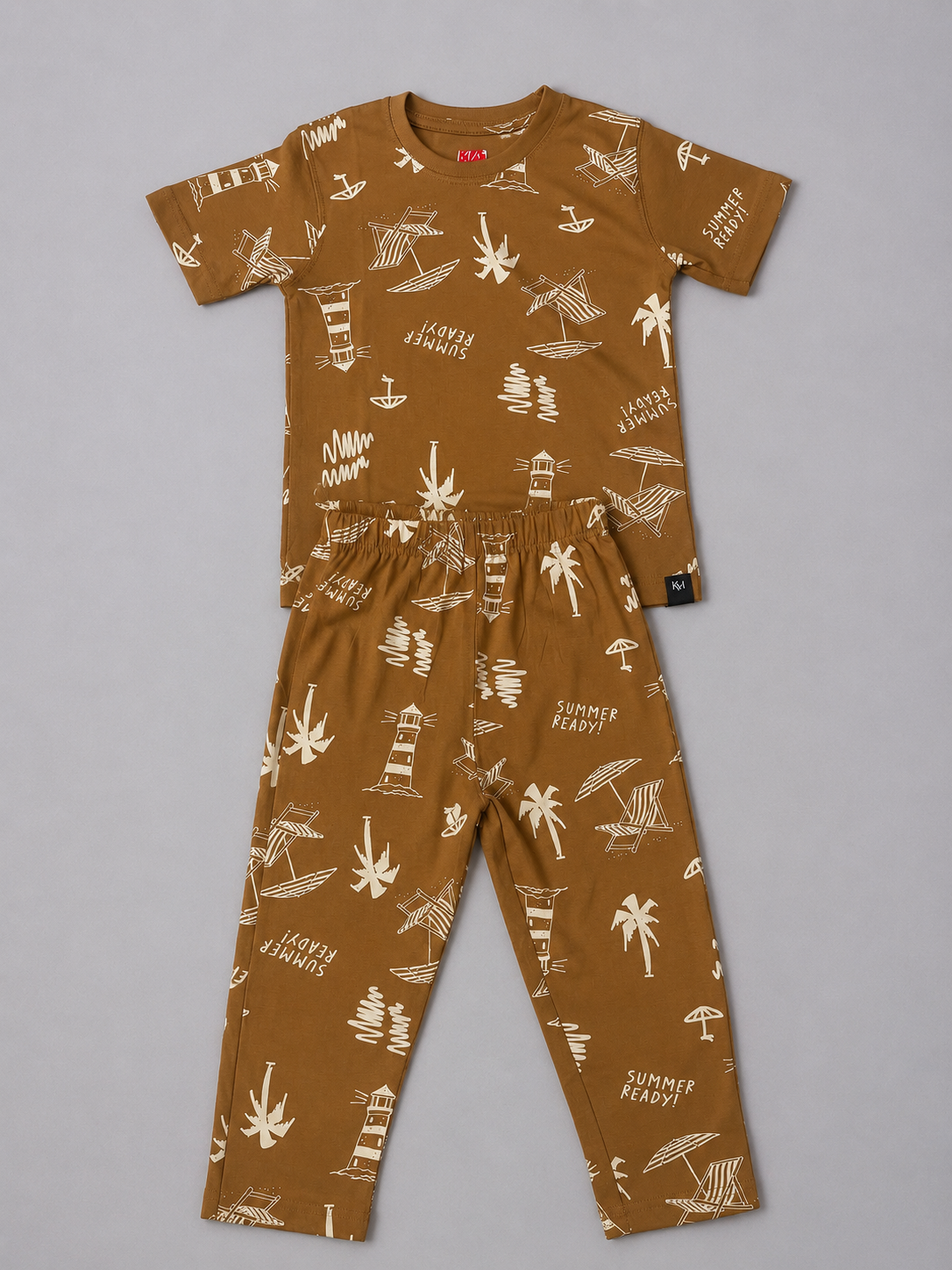 Toffee Brown Summer Vacation Pyjama Set (Unisex)
