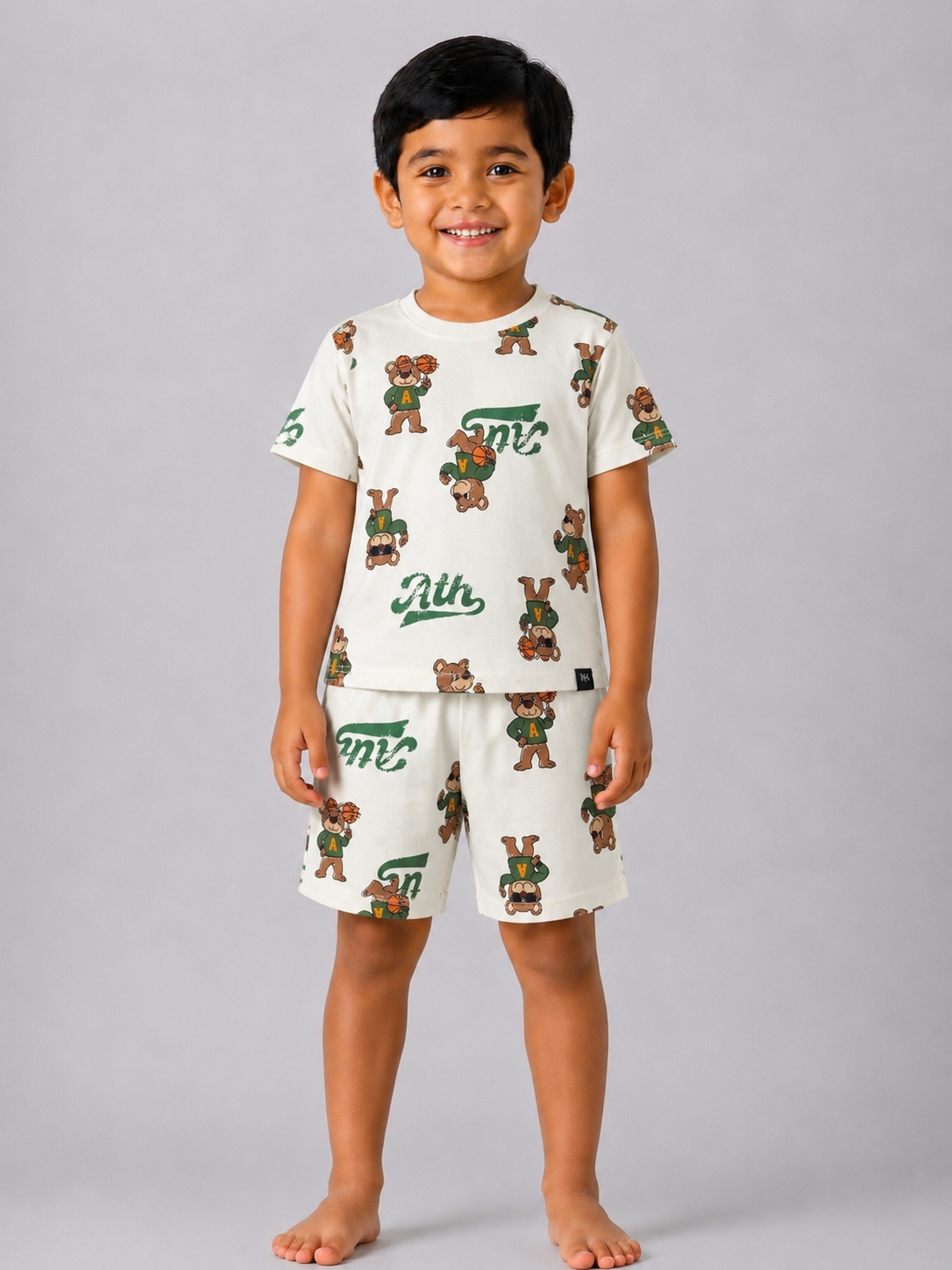 White Basketball Bear Coord set (Unisex)