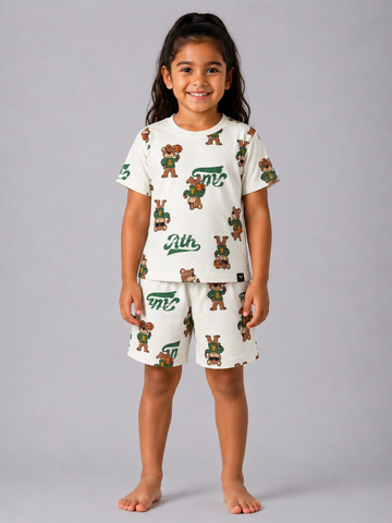 White Basketball Bear Coord set (Unisex)