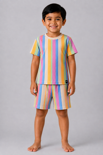 Multicolor Vertical Stripe Coord Set (Unisex)