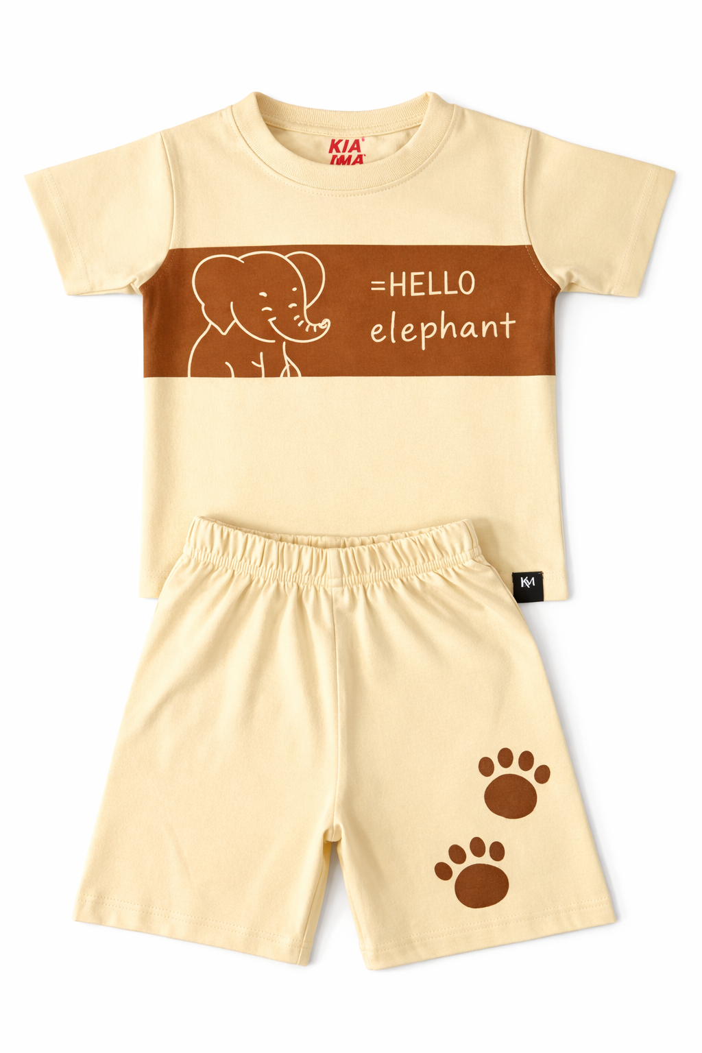 Cream Elephant Shorts Set (Unisex)