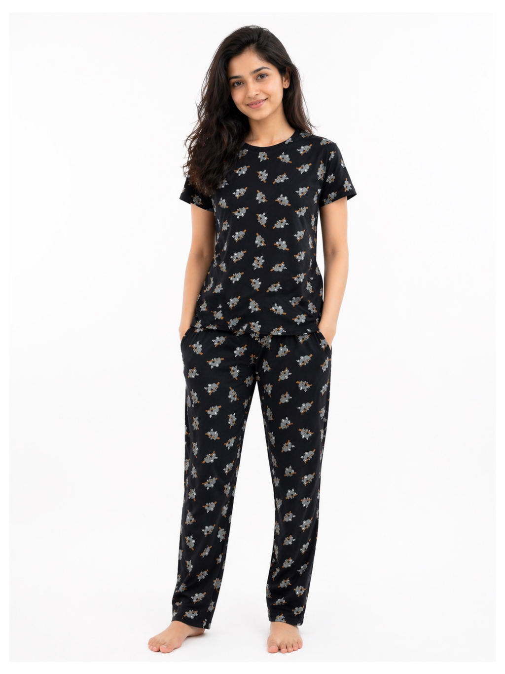 Black Koala Women Pyjama Set