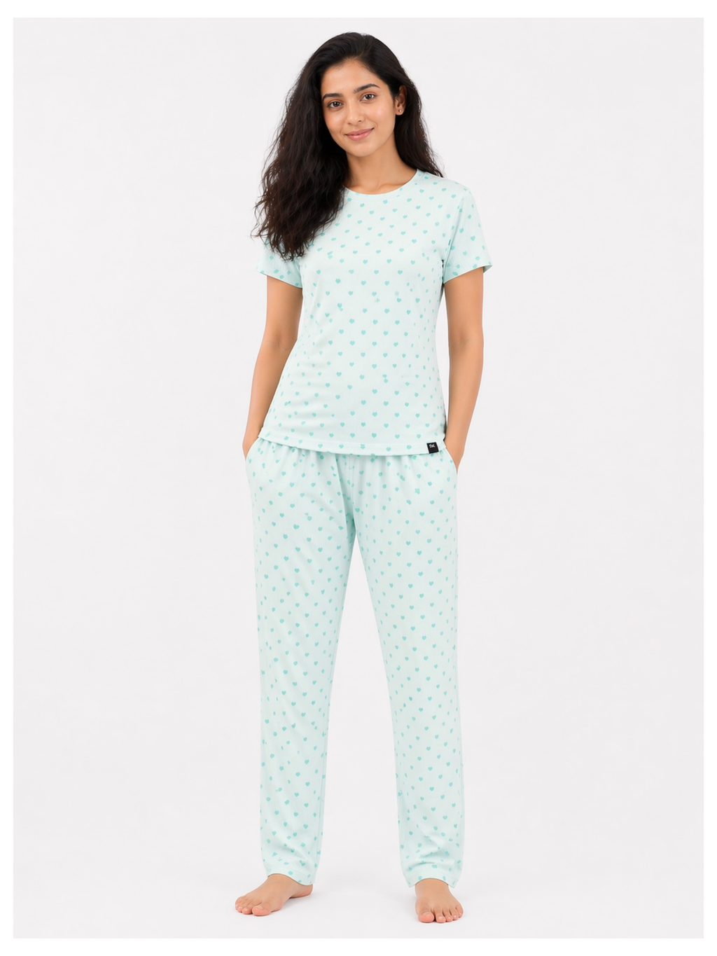 Derby Mint Green Heart Women Pyjama Set