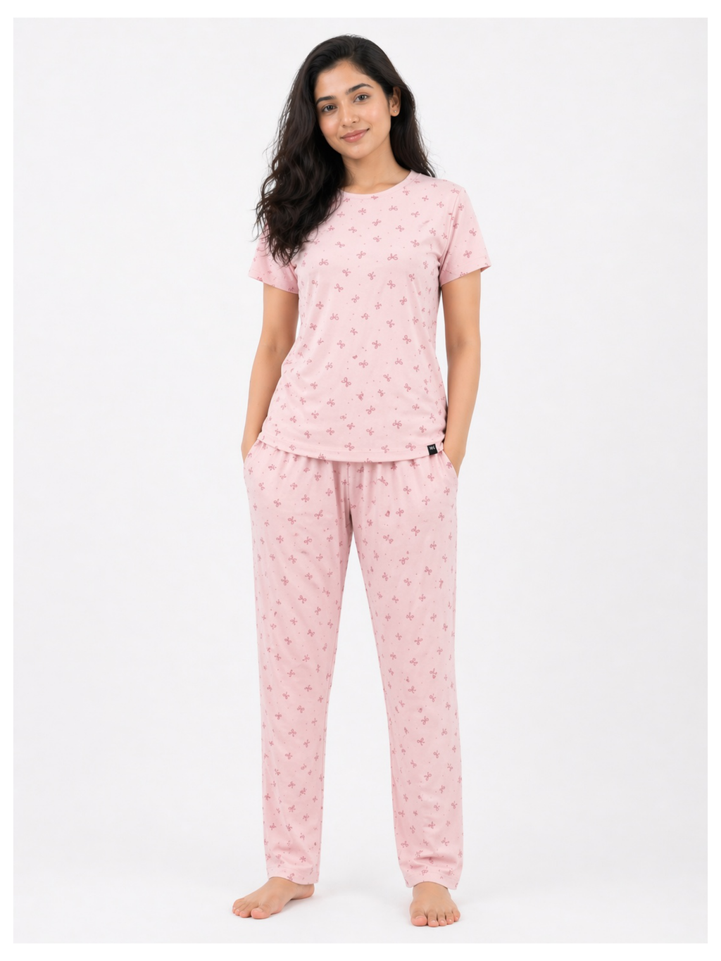 Waffle Rosy Ribbon Women Pyjama Set