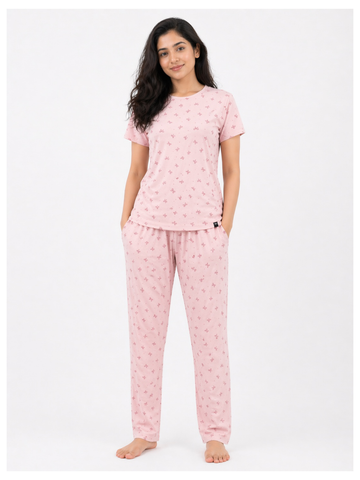 Waffle Rosy Ribbon Women Pyjama Set